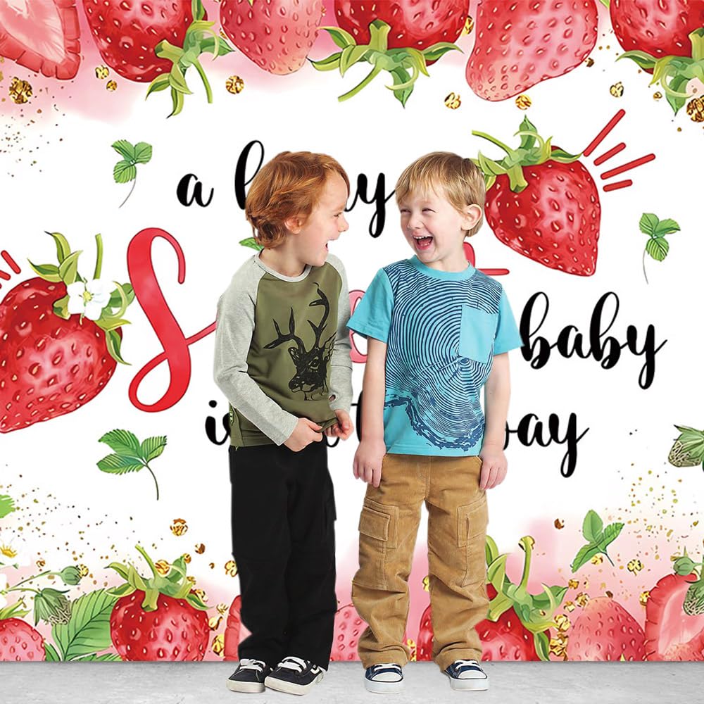 Baby-Shower Foto-Banner „A Berry Sweet Baby“ – 180 X 120 Cm, Blauer Blumenhintergrund