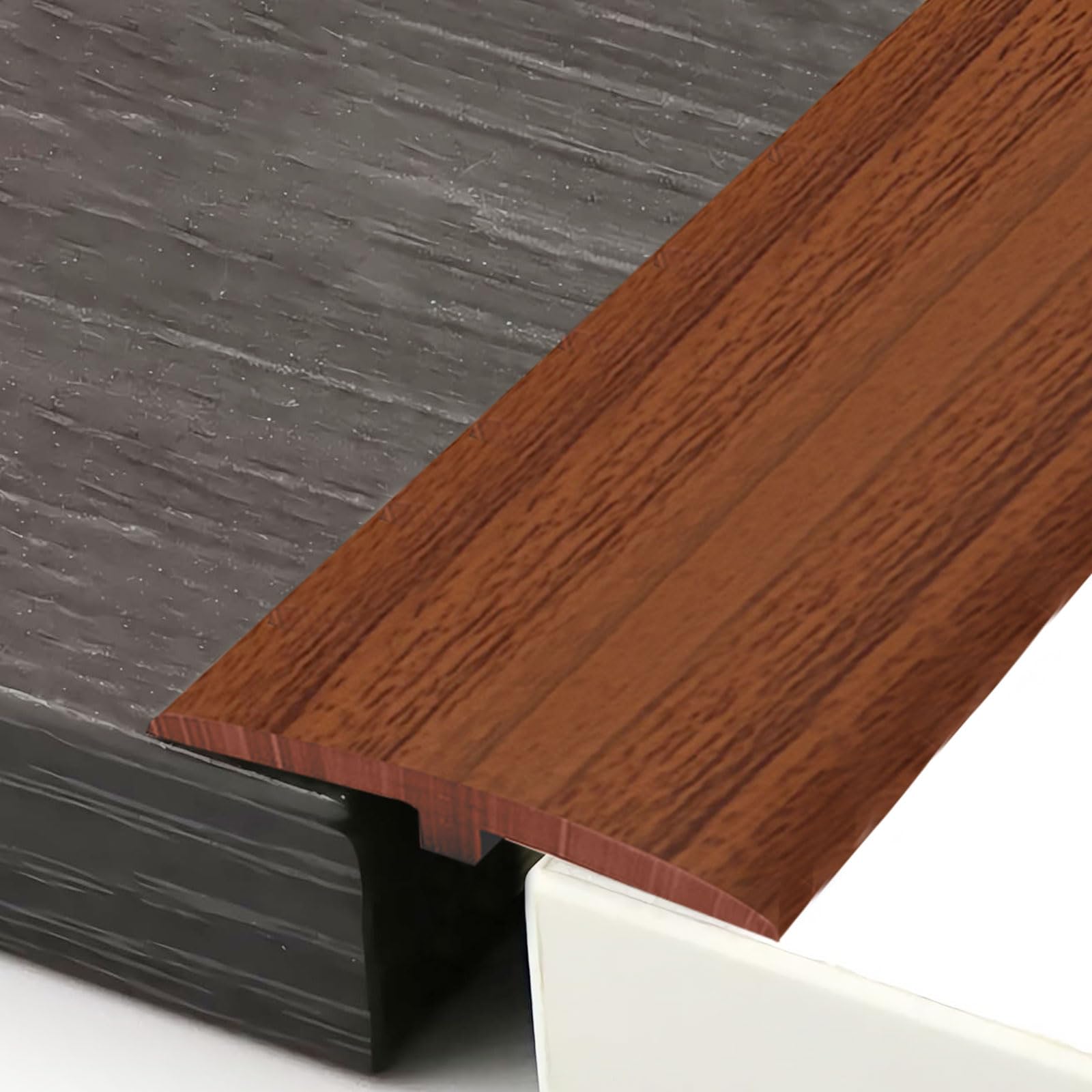 Perfil de transición autoadhesivo, perfil en T, 5 x 300 cm, tira autoadhesiva de PVC de transición en T, umbral de puerta, suelo para umbrales de puertas y suelos de conexión de baldosas laminadas