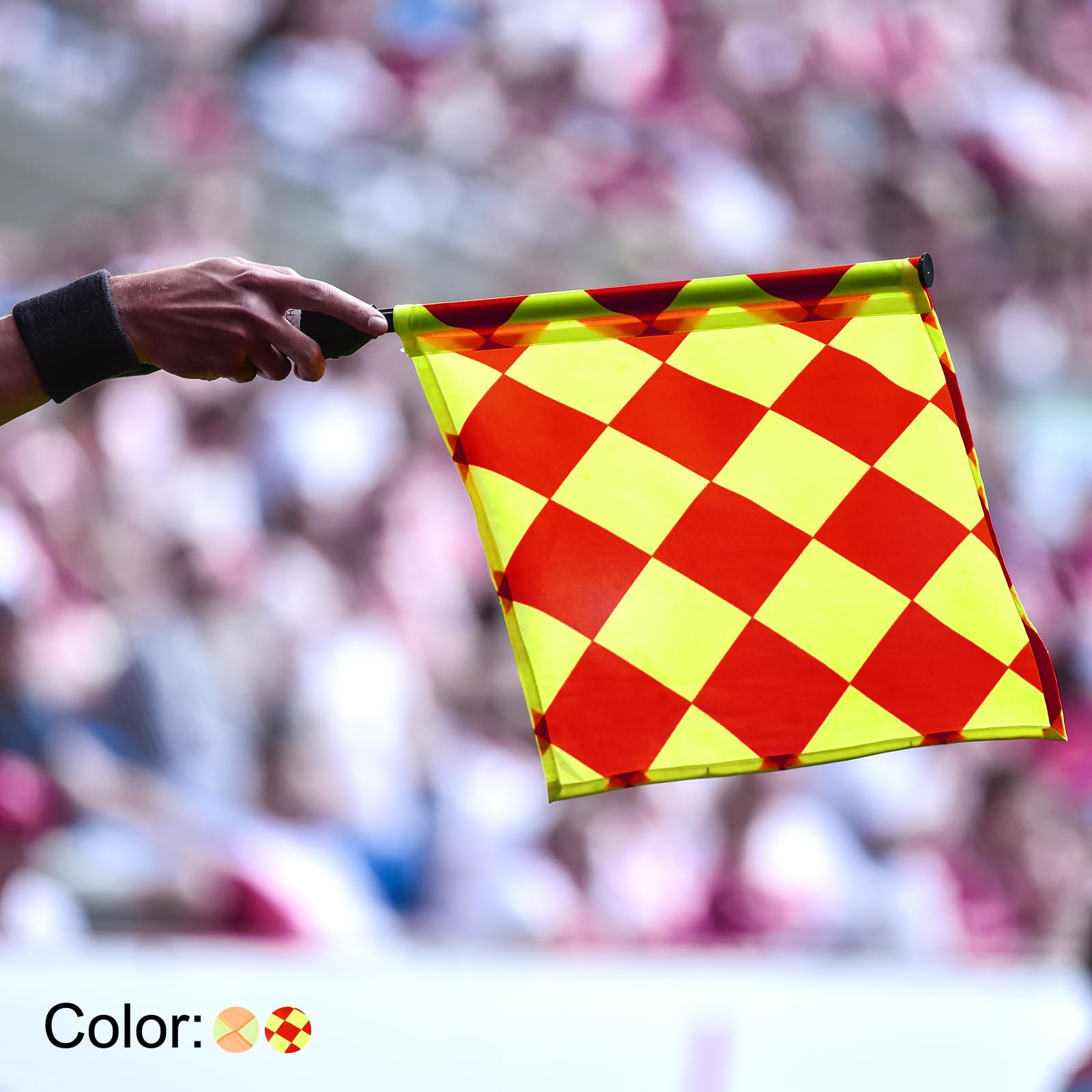 PATIKIL Schiedsrichter Fahne 4Pack Schiedsrichter Flagge Linienrichter Fahne mit Edelstahl Pol Schwamm Handgriff für Fußball Sport Leichtathletik mit Bordüre