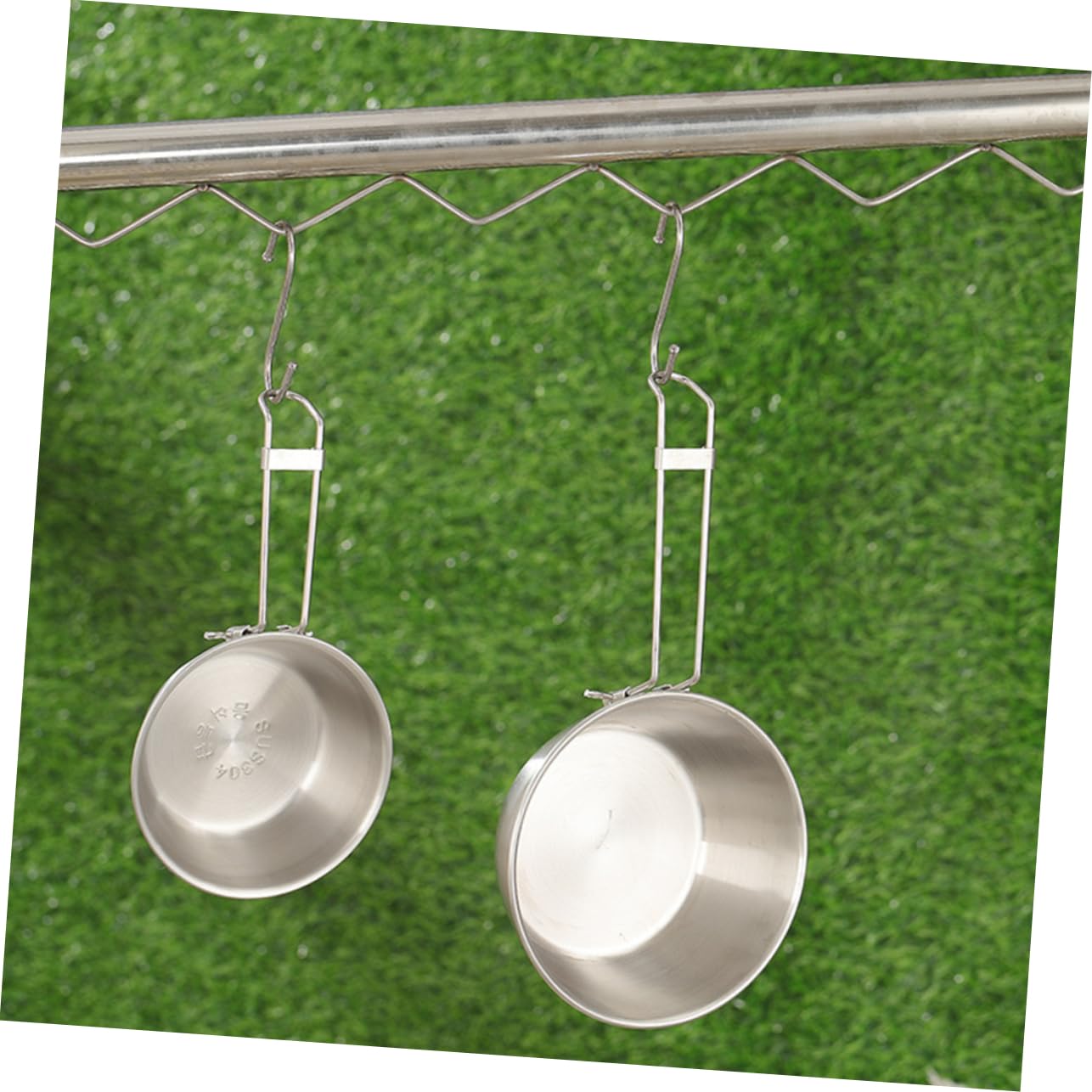 GANAZONO 9pcs Stainless Steel Camping Bowls with Folding Handle Multi-use Food Bowls for Outdoor Dining Barbecue and Camping Cookware Durable Easy to Clean Lightweight Design