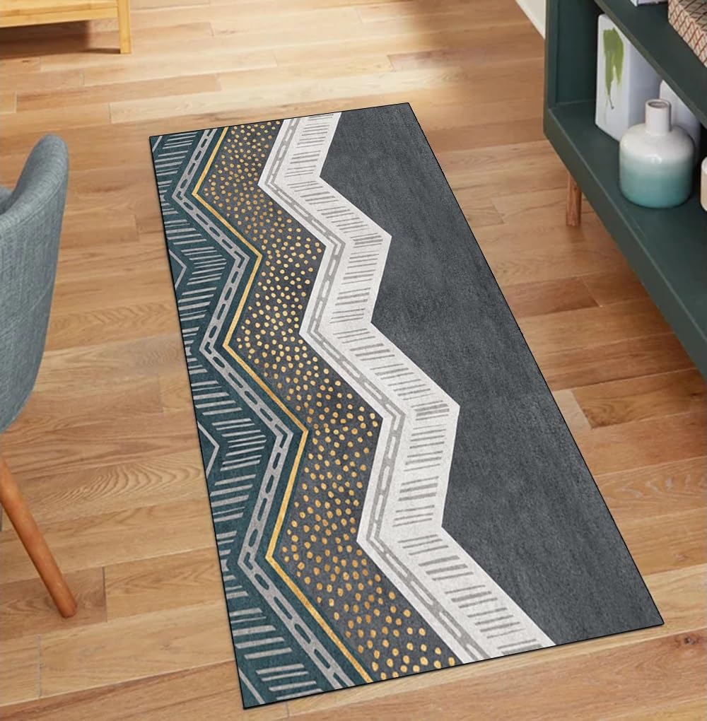 Alfombra pasillo antideslizante gris lavable de 100x250 cm para acabar con las manchas del suelo