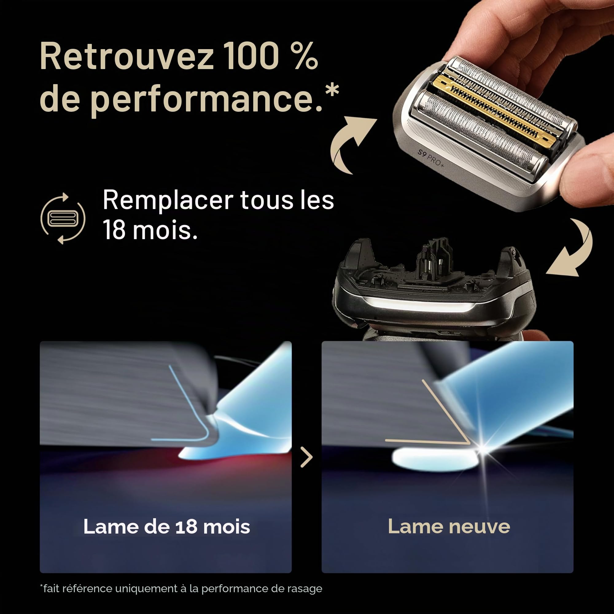 Braun 92S Tête de rechange compatible avec tous les rasoirs électriques Series 9, 9290cc, 9291cc, 9370cc, 9293s, 9385cc, 9390cc, 9330s, 9296cc