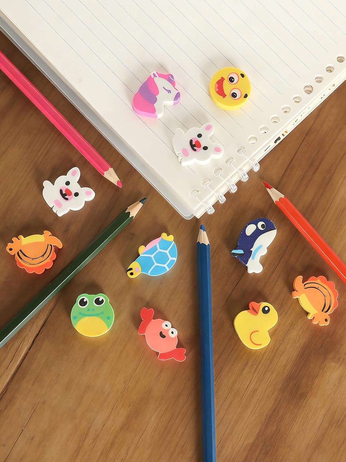 20 Pack Animal Pencil Erasers, Fun Cute Cartoon Eraser, Homework Awards, Back to School Party Gifts Fits for School, Home and Office - Colorful