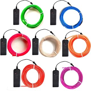dobestyou 7-Pack EL Wire, 16.4Ft Neon Glow Electroluminescent Wire (Red/Blue/Purple/Orange/Green/Pink/White), Perfect for DIY Designs and Various Holiday & Party Decorations