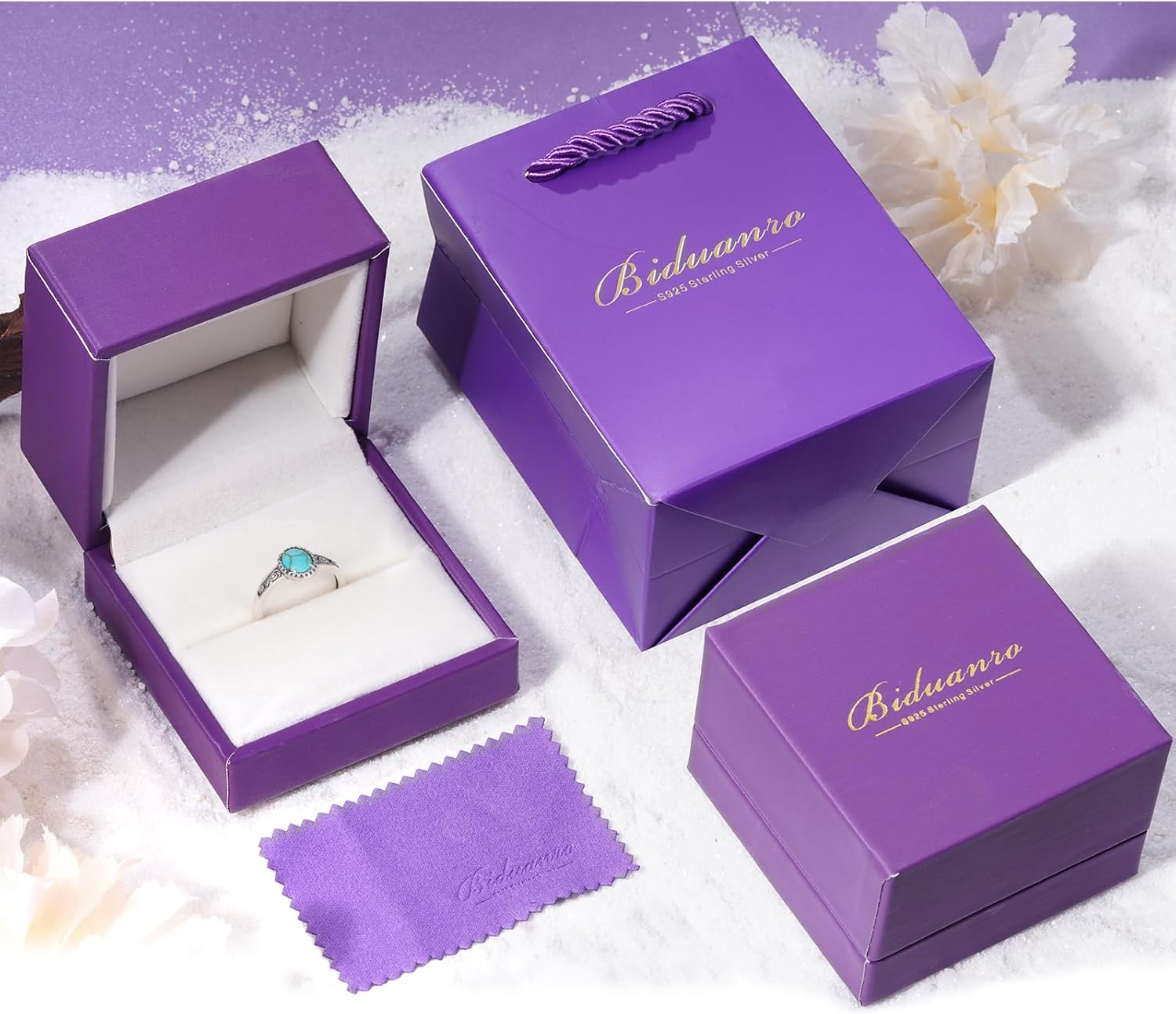 Genuine Turquoise Ring for Women 925 Sterling Silver Western Ring Vintage Boho Western Nature Gemstone Genuine Turquoise Jewelry for Women - Image 4