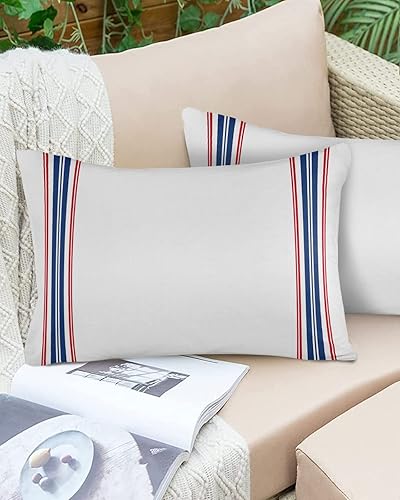 Miniatura 6 de Juego de 2 fundas de almohada impermeables para sofá, fundas de almohada decorativas para el Día de la Independencia estadounidense, 20 x 12
