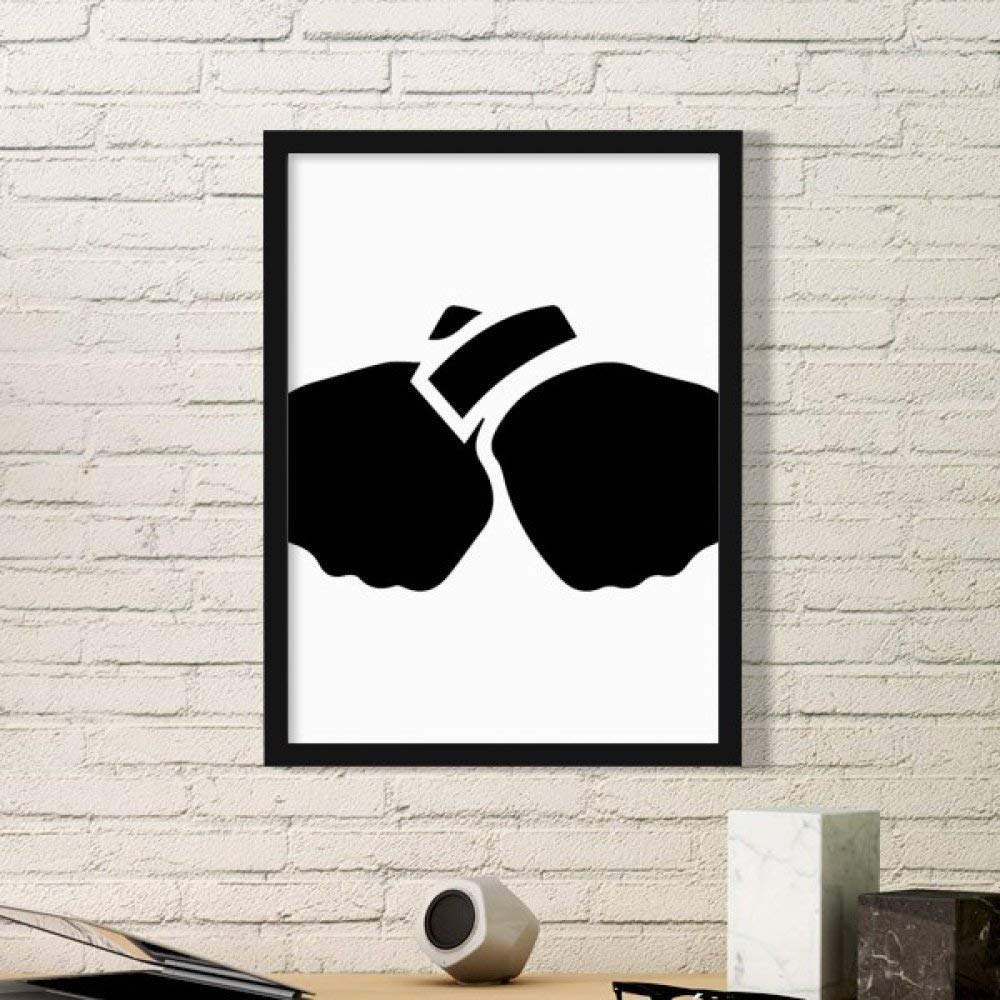 Cadre photo rectangle en bois noir avec peinture silhouette poing de DIYthinker
