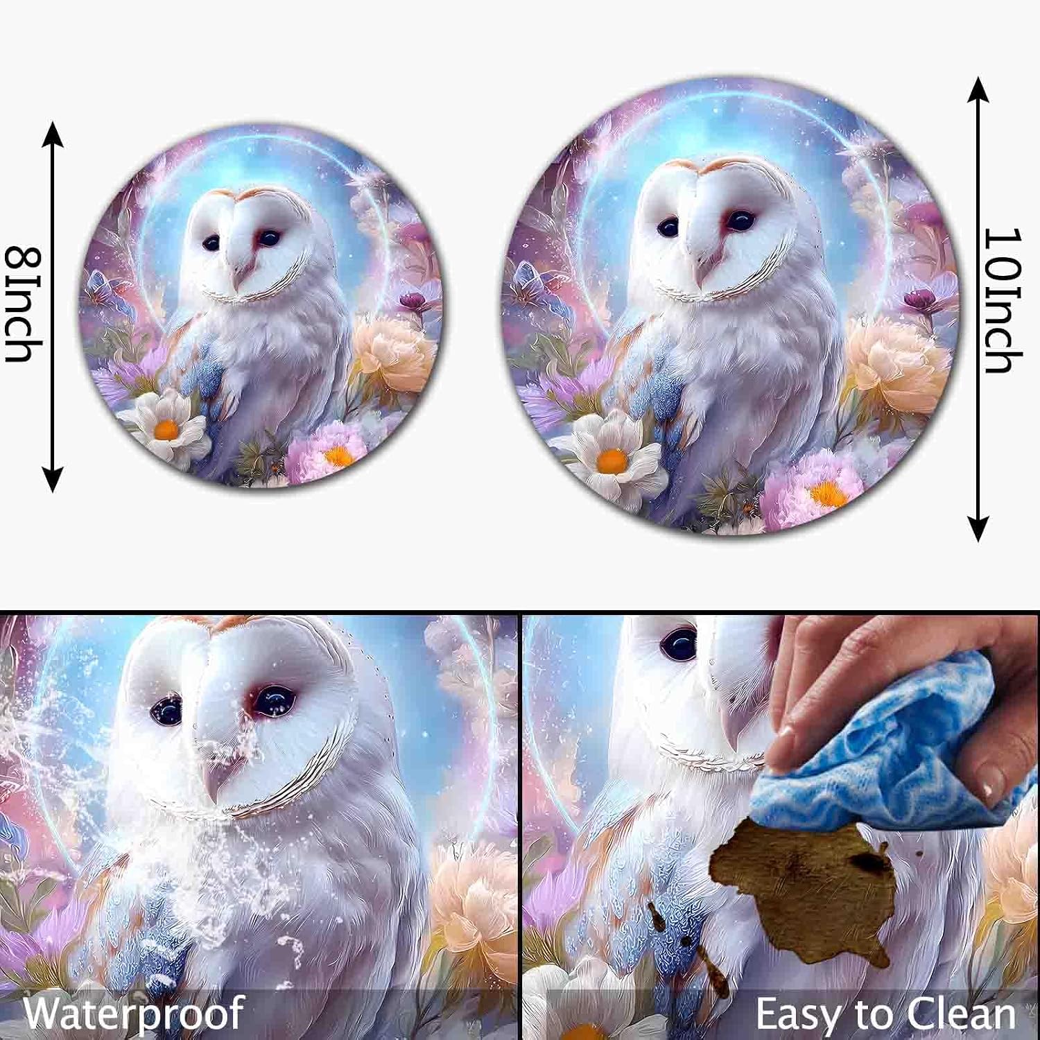 Beautiful Owl Electric Stove Burner Covers, Set of 4 Round Stove Burner Covers, 8 and 10 Inch, Colorful Flowers Gas Stove Burner Covers, Metal Stove Burner Cover, Modern Cooktop Decorative