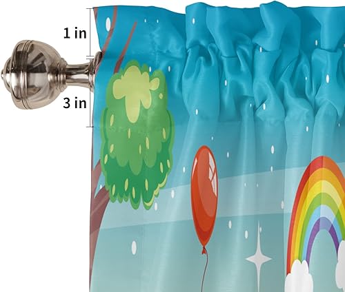 Miniatura 5 de Homechoid Cenefa de cortina para el día del niño para ventanas, sala de estar, cocina, baño, granja, dibujos animados para niños, diseño de abeja,