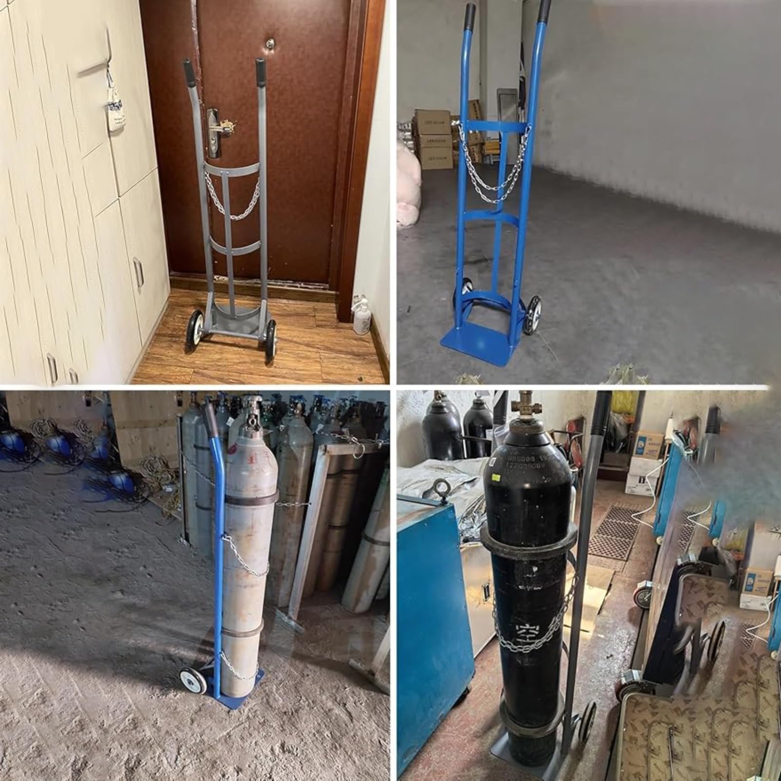 Carro de Acero Inoxidable con Ruedas para bombonas de oxígeno - Soporte móvil para bombonas de oxígeno de 40 litros, para Uso hospitalario, diseño Azul Duradero y Ligero.
