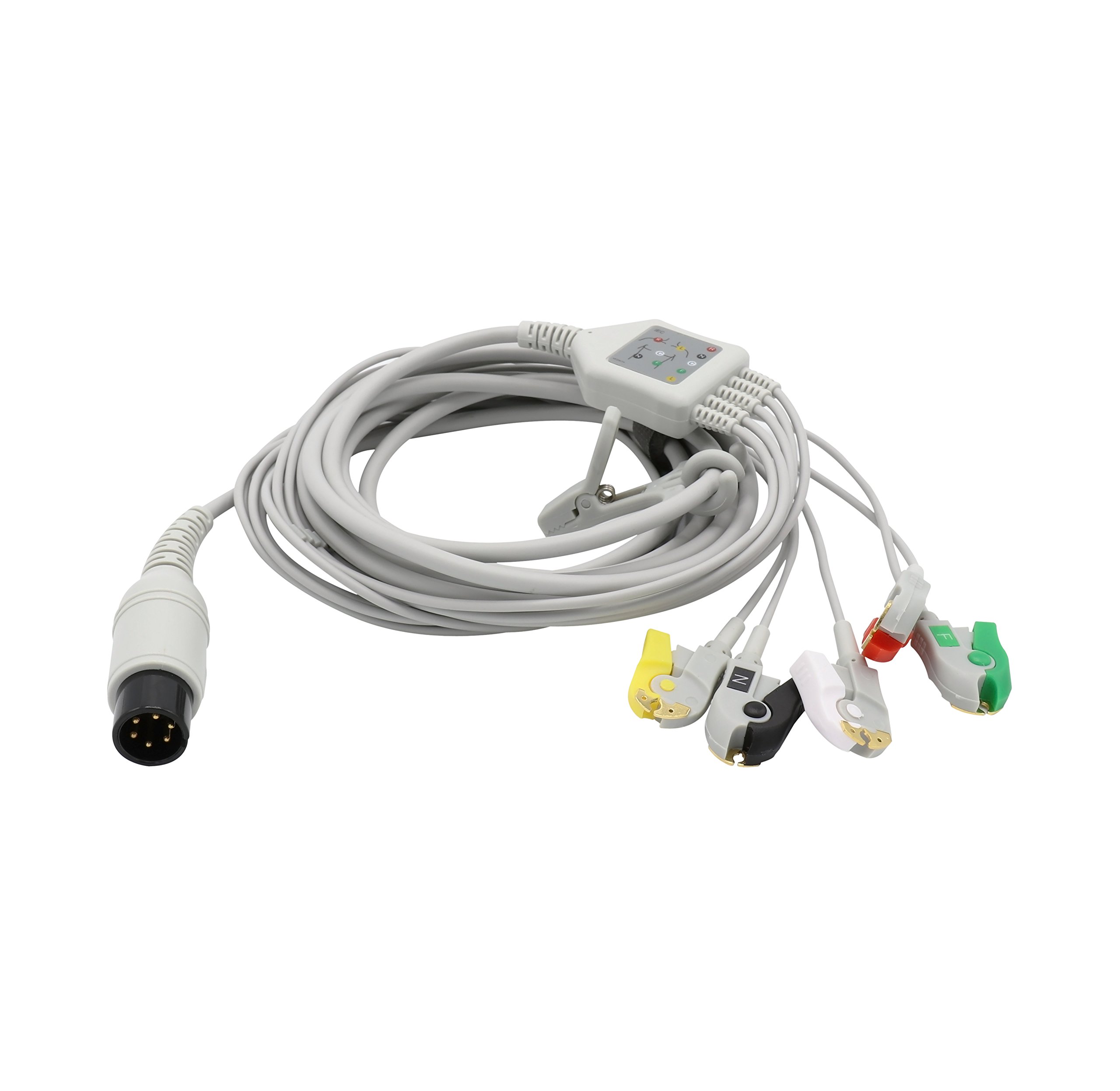 Compatible con AAMI ECG Cable 5 cables de 6 pines conector recto/grabber IEC estándar europeo