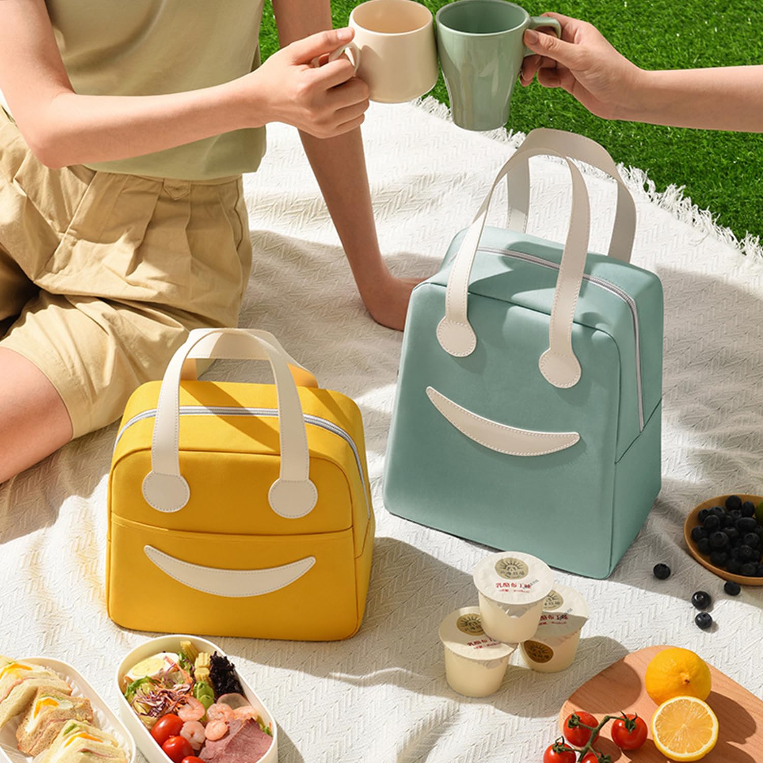 Izolowana torba na lunch zestaw 2 sztuk, 7,5 l, termiczna torba chłodząca z kieszenią zewnętrzną do pracy, podróży, biura i pikniku, przenośne przechowywanie ciepłej/zimnej żywności w podróży