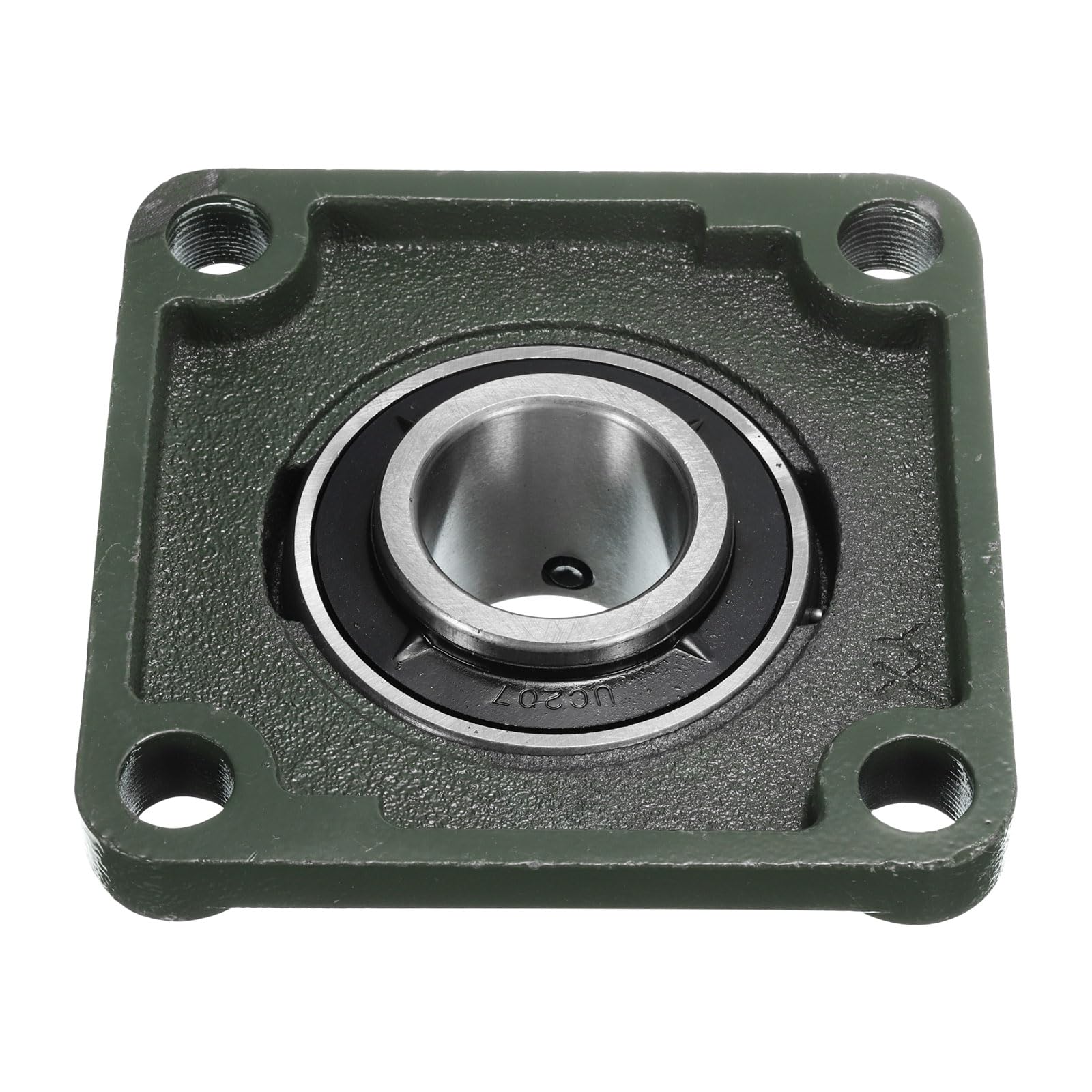 sourcing map Lot de 2 roulements à billes UCF207 avec alésage de 35 mm - Base en fonte solide - Roulements carrés montés sur bride en acier chromé