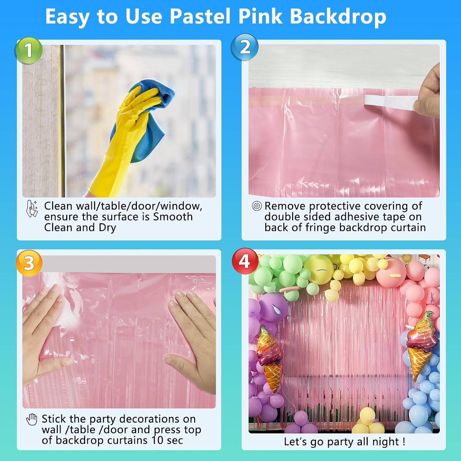 Pastel Pink Birthday Party Backdrop Decorations Foil Fringe Curtain 3.3x8.2ft 2 Pack, Pink Streamers Background Party Decorations Wall Door Hanging for Baby Valentines Barbie Princess Bachelorette