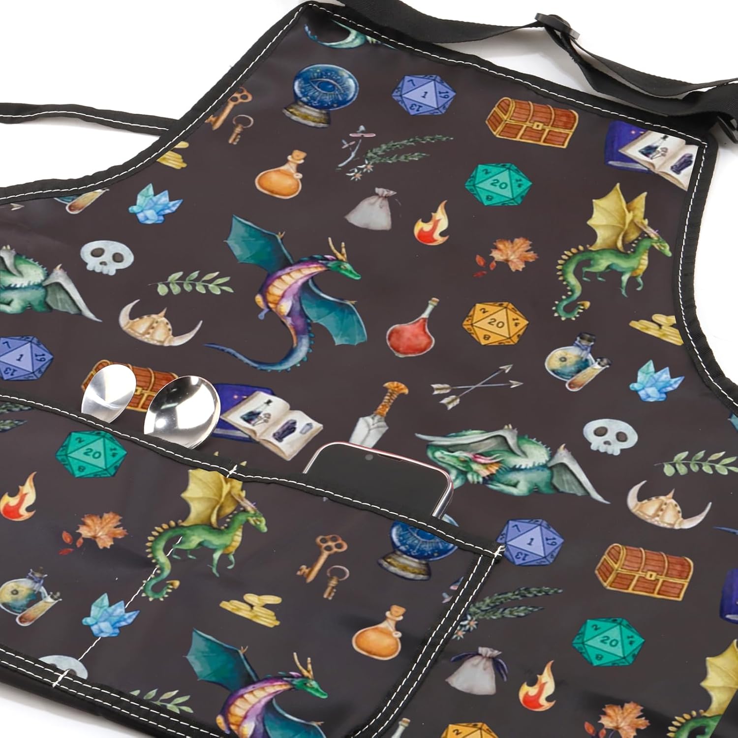 JXGZSO Video Game Kitchen Apron Dragon Lover Gift Geek Roleplaying Arpon RPG Game Gift Video Game Lover Gift - Image 3