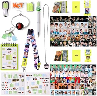 Fatyi NCT Fan Set Merch with Pen, NCT127 Gift Set with Bracelet, NCTZEN Keychain, Mirror, Badge, Notebook, Necklace, Lomo Card, Sticker, Phone Stand & Tatoo Sticker, NCT Greeting Card