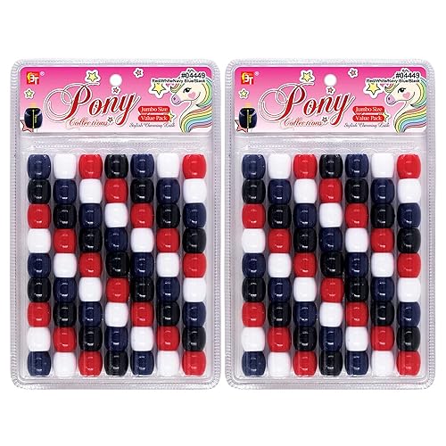 Miniatura 7 de Kit de 126 piezas de cuentas para hacer joyas, bricolaje, trenzar el cabello, pulsera, adornos, manualidades, poni redondo jumbo (brilla en la vía