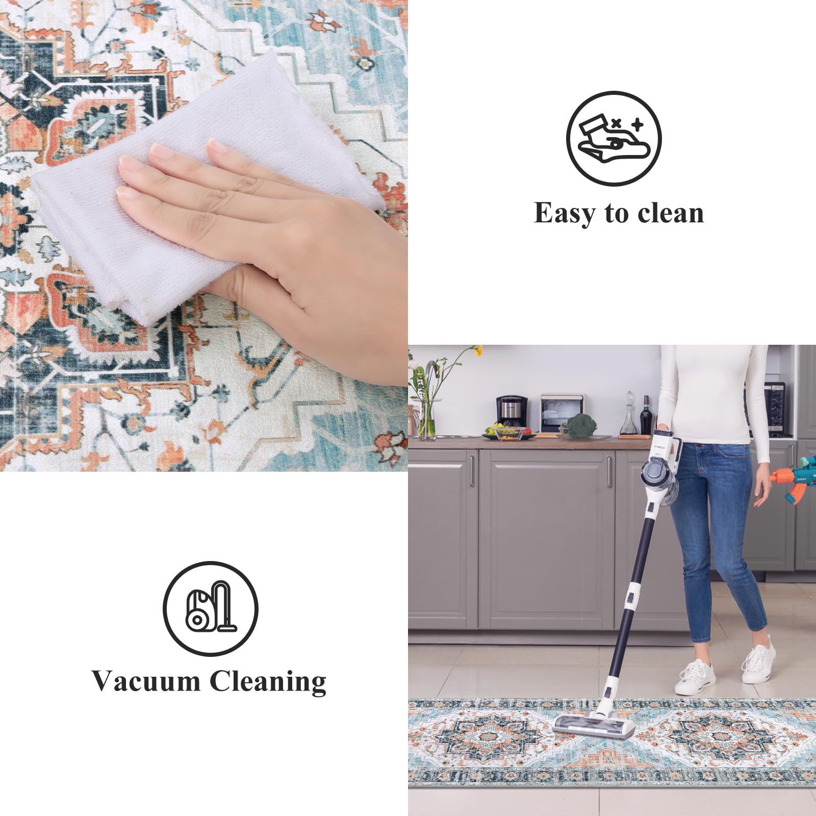 Boho - 3 Alfombrillas antifatiga para Cocina, Resistentes a Las Manchas, Parte Inferior Antideslizante, Comodidad ergonómica de PVC, Impermeable y Duradera, Estilo Granja