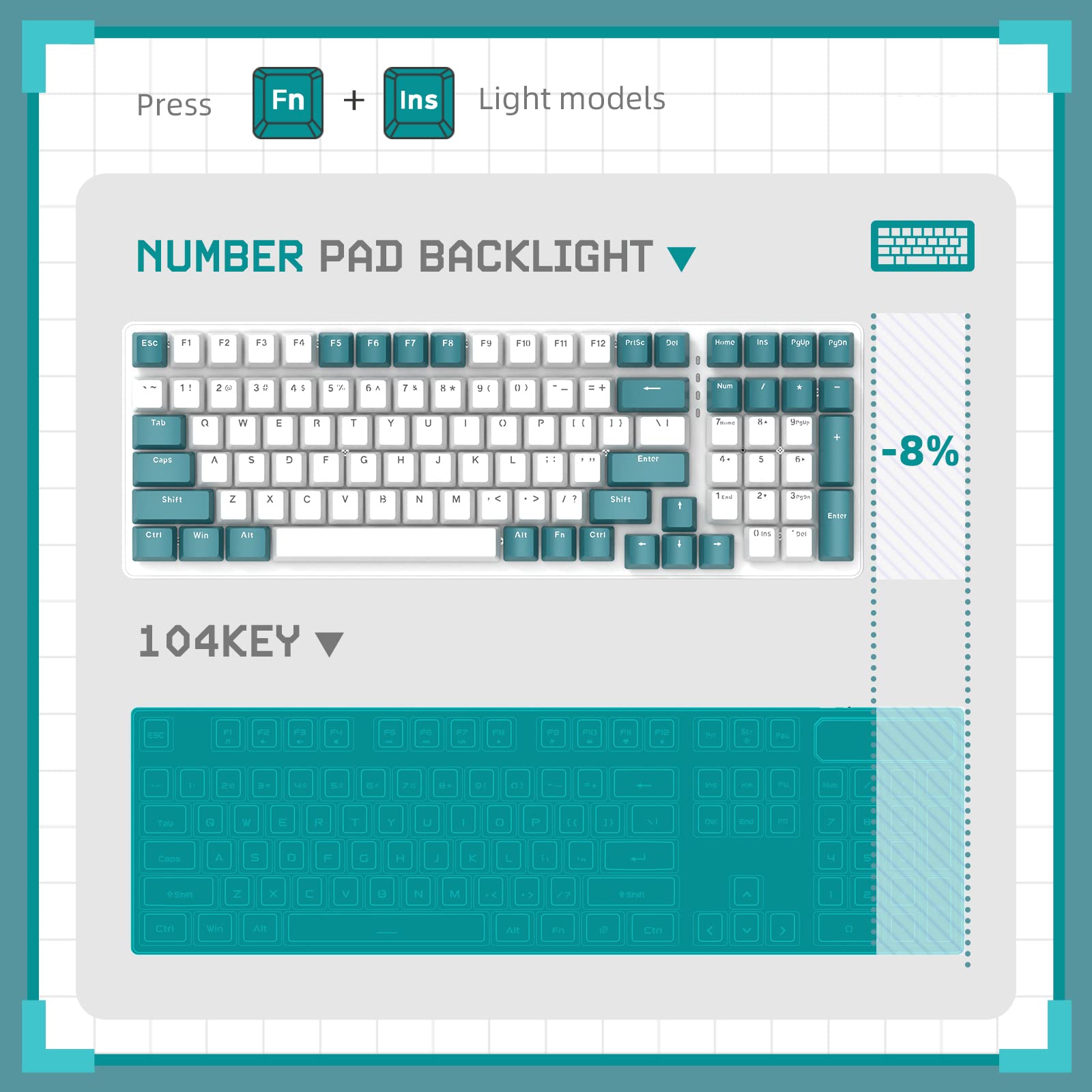 ZIYOU LANG K3 PRO Wired Mechanical Gaming Keyboard RGB Backlight 96% Ultra-Compact Keyboard with Numeric Keypad, Linear Red Switch with Customized Coiled Usb-C Cable