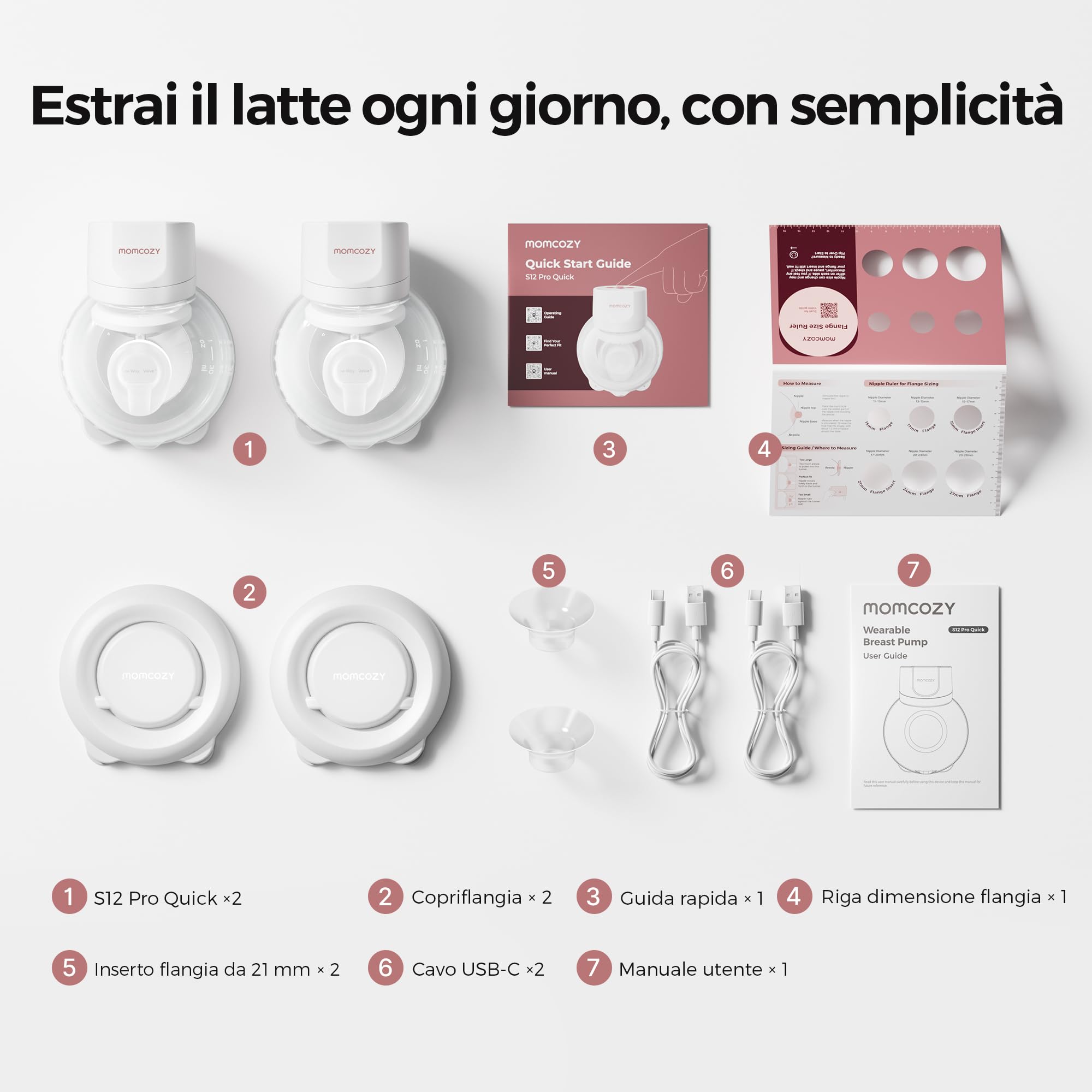 Momcozy S12 Pro Quick Tiralatte Elettrico Indossabile Mani Libere 24mm