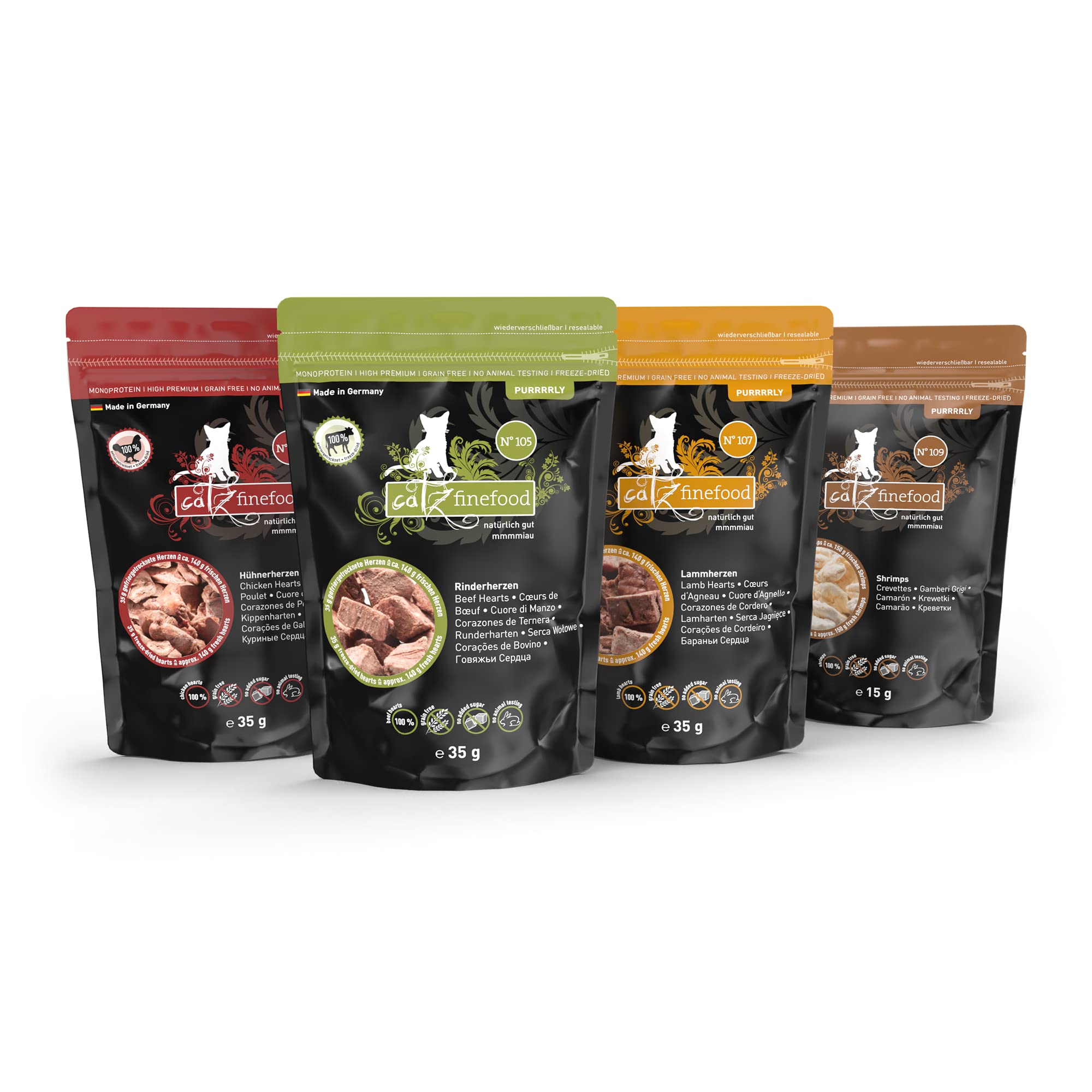Catz finefood Purrrly No. 107 - Bocadillos para Gatos liofilizados (6 Unidades de 35 g)