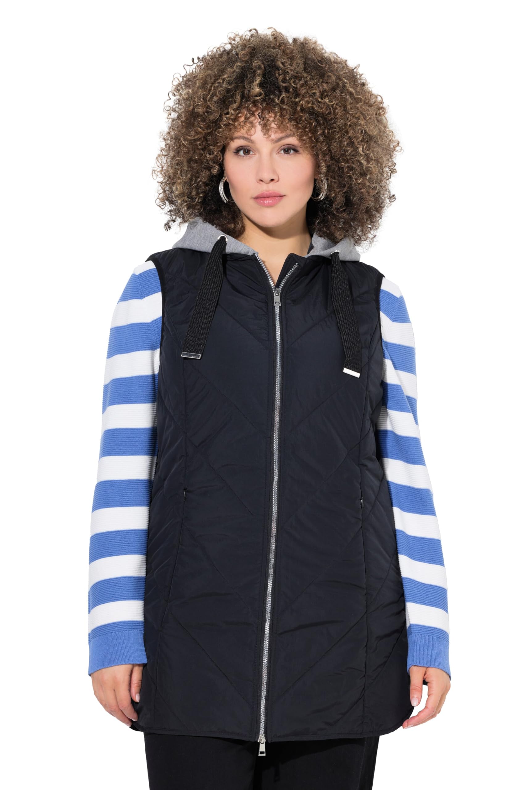 Ulla Popken Damen große Größen Übergrößen Plus Size HYPRAR Funktions-Steppweste, wasserabweisend, Kapuze 839624
