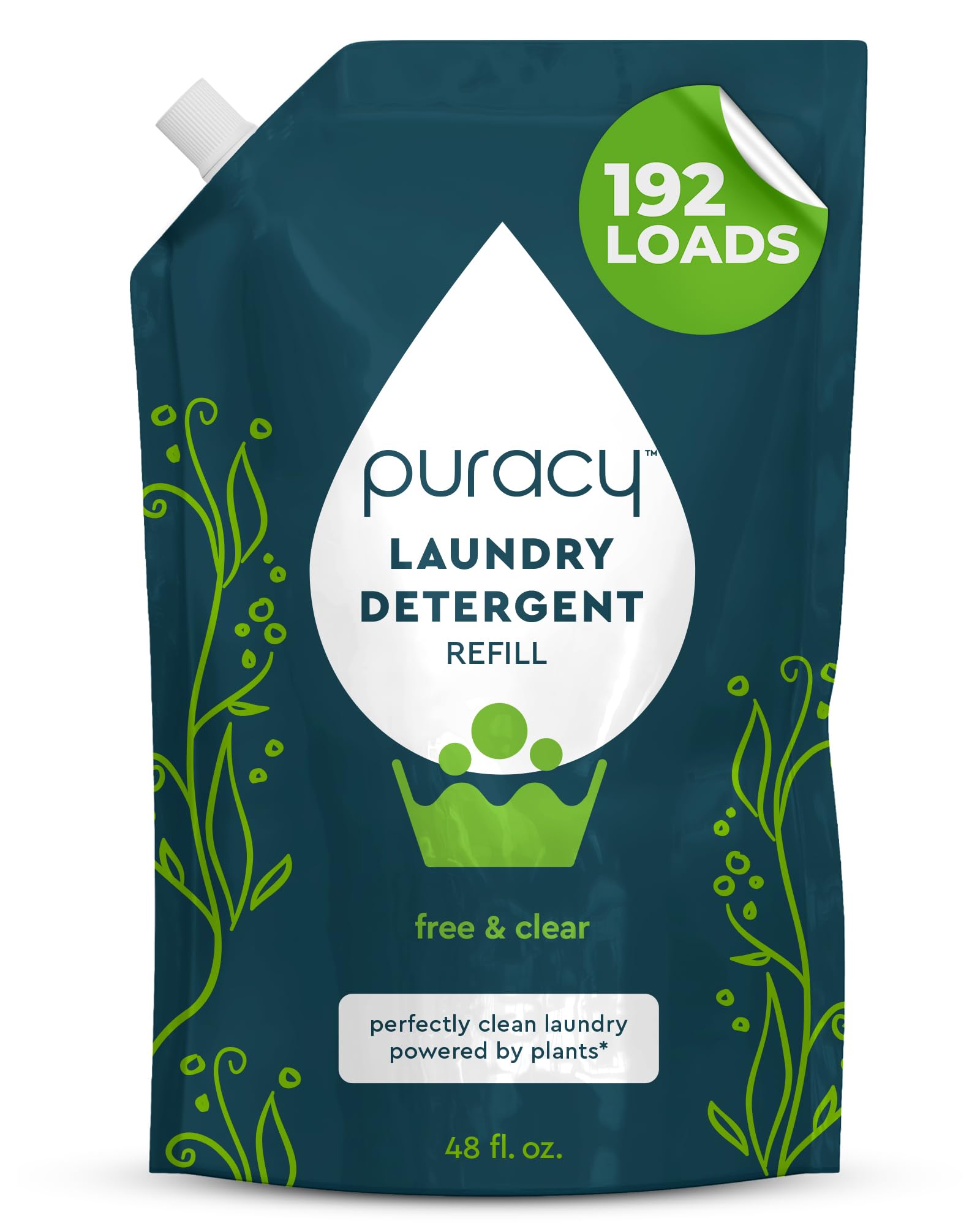 - Laundry Detergent Refill - Enzyme-Powered Liquid Detergent Concentrate, Natural Laundry Detergent Seen on TikTok, Non-Toxic (Free & Clear, 48 fl oz, 192 Loads)