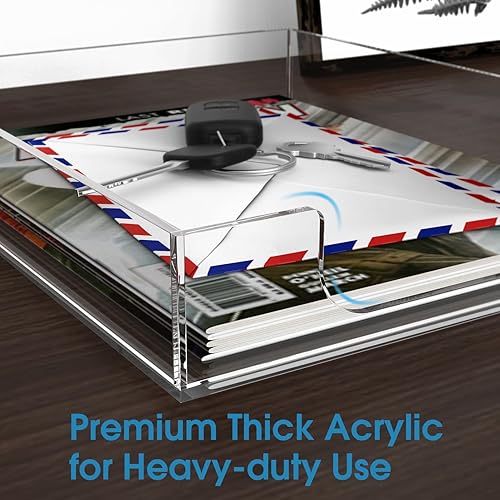 Miniatura 2 de MaxGear - Juego de 2 bandejas de baño de madera, bandeja de inodoro y bandeja de acrílico para cartas, bandeja de escritorio, bandeja de papel,