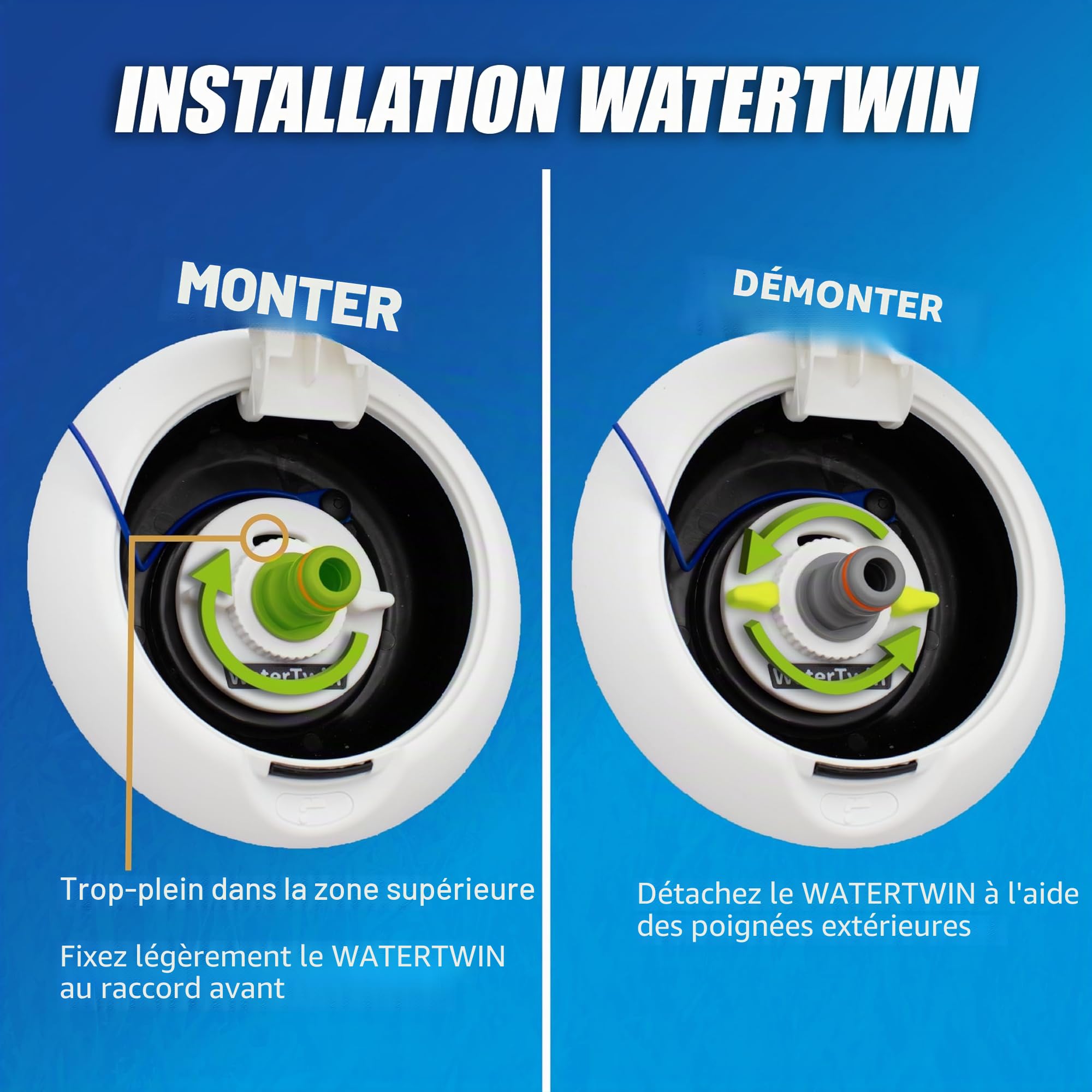 WATERTWIN Adaptateur de réservoir d'eau pour camping | Accessoire caravane campeur | Bouchon de réservoir d'eau avec connexion Gardena (adaptateur pour bouchon de réservoir à 2 broches D: 78)