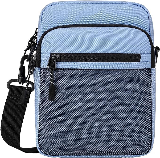dynotrek SackPack Lack Small Crossbody Mini Messenger Side Shoulder Bag for Men Women Compatible Phone Passport Purse Sling Bag Fanny Pack Water Resistant -Sky Blue-picture-39