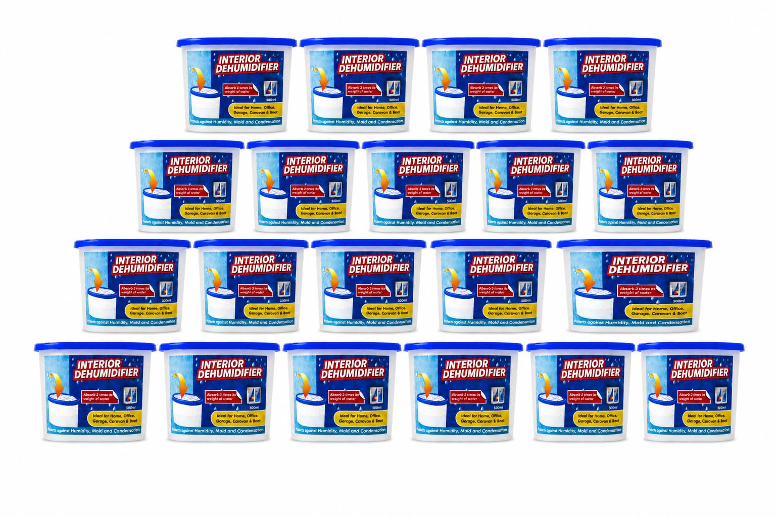 ACCURATE 500ml Interior Dehumidifier Pack of 20 | Condensation Remover Moisture Absorber for Damp, Mould, Moisture in Home,Kitchen, Wardrobe, Bedroom, Caravan, Office, Garage (PACK OF 20)
