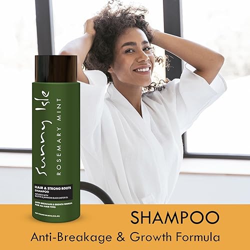 Miniatura 7 de Sunny Isle Champú para cabello y raíces fuertes y menta de romero de 12 onzas, fórmula antirotura y crecimiento, infundido con biotina y aceite de