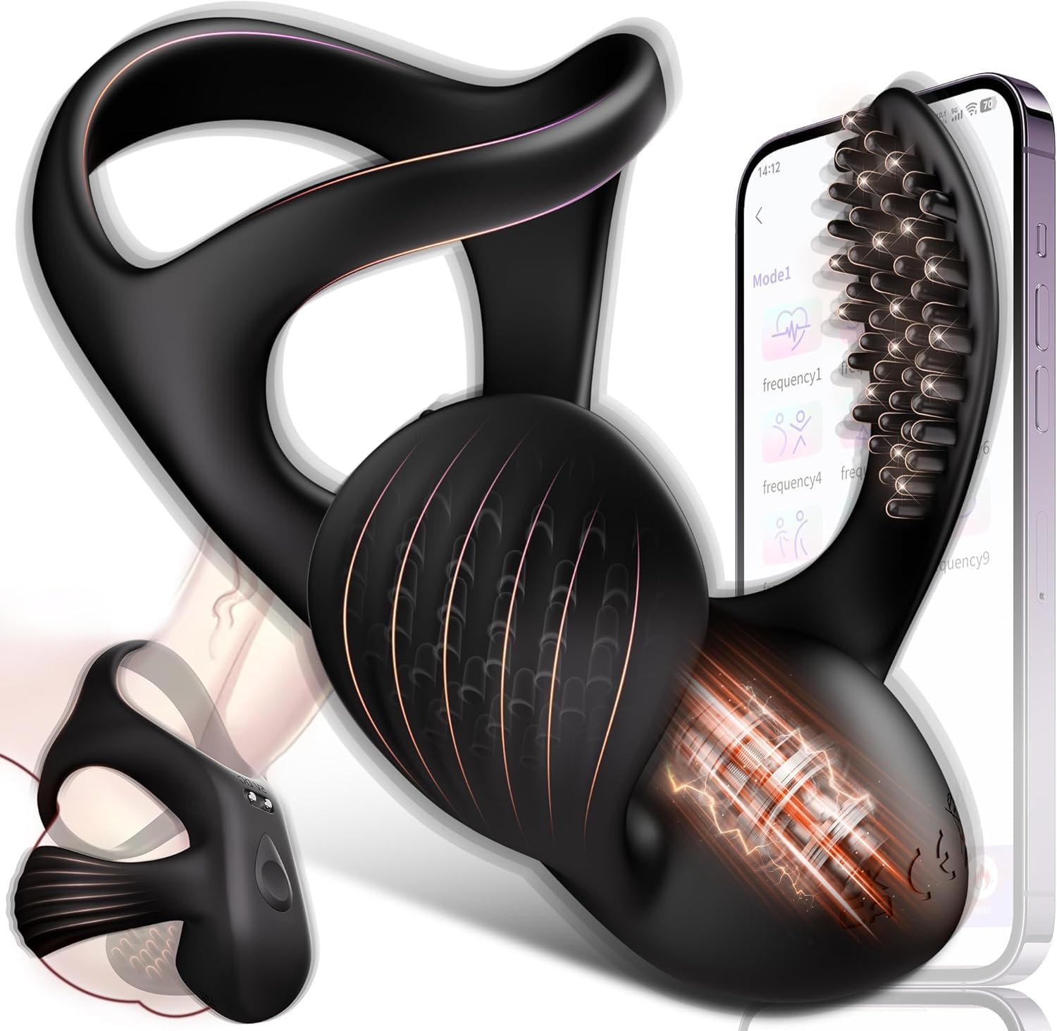 Penisring Vibrator mit 360° Verstellbarem Perlen-Klitorisstimulator, Sex Spielzeug für die Paare Männer Frauen, Cockring Penis Ring Sex Toys, Erotisches Sexspielzeug für Paare Mann Extrem Sex (1)