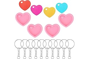 Heart-Shaped Silicone Keychain Molds with 20 Key Rings