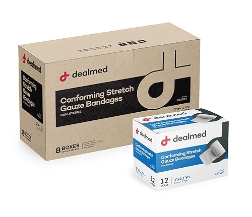 Dealmed 3" Non-Sterile Conforming Stretch Gauze Bandages, 4.1 Yards Latex