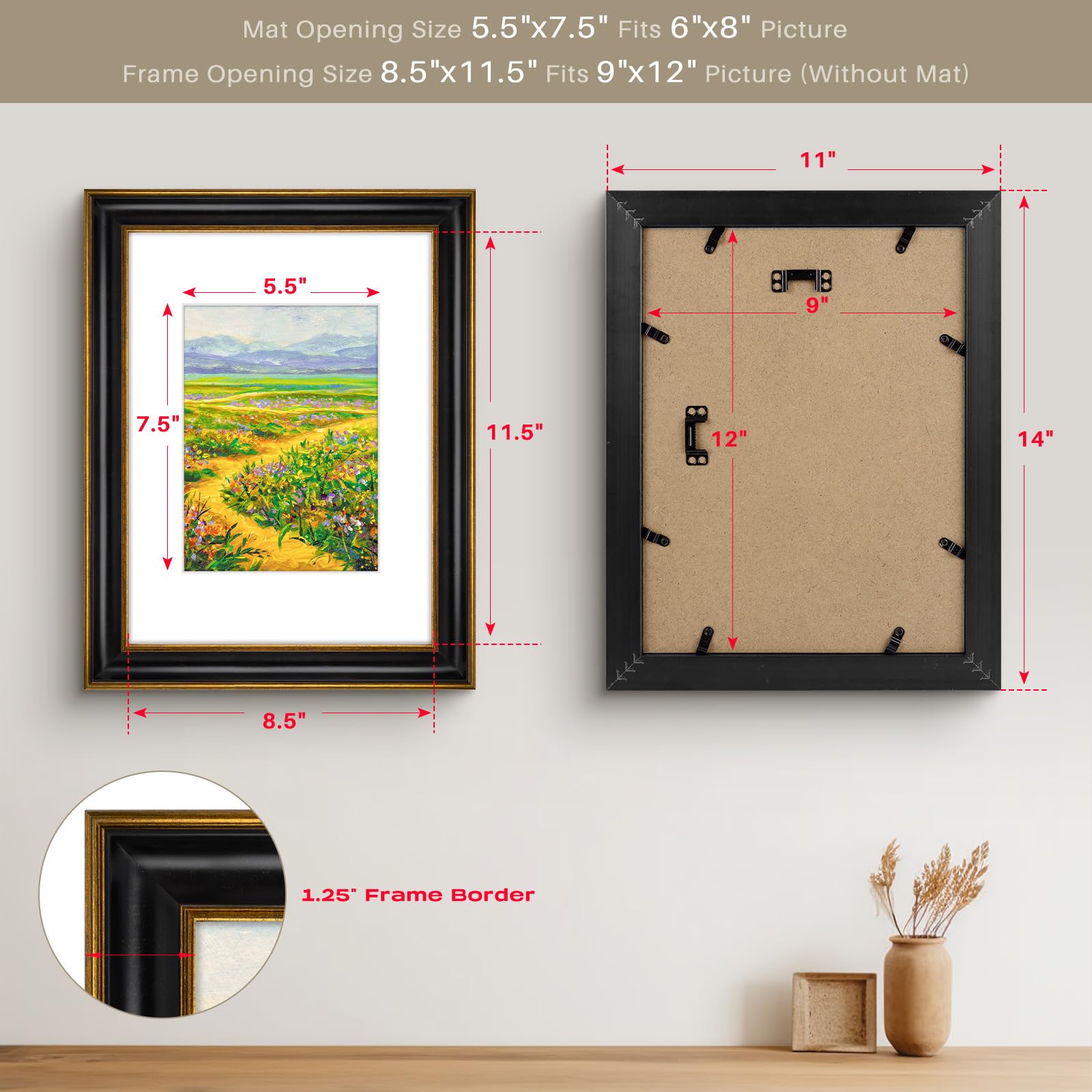 Amazon.com: Golden State Art: Ornate 9x12 Frame