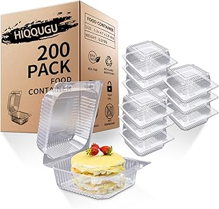 200 PCS Plastic Hinged Take Out Containers Clamshell Take Out Tray, Clear Plastic Take out Containers, for Sandwiches, Salads, Hamburgers, (5x4.7x2.8 in)