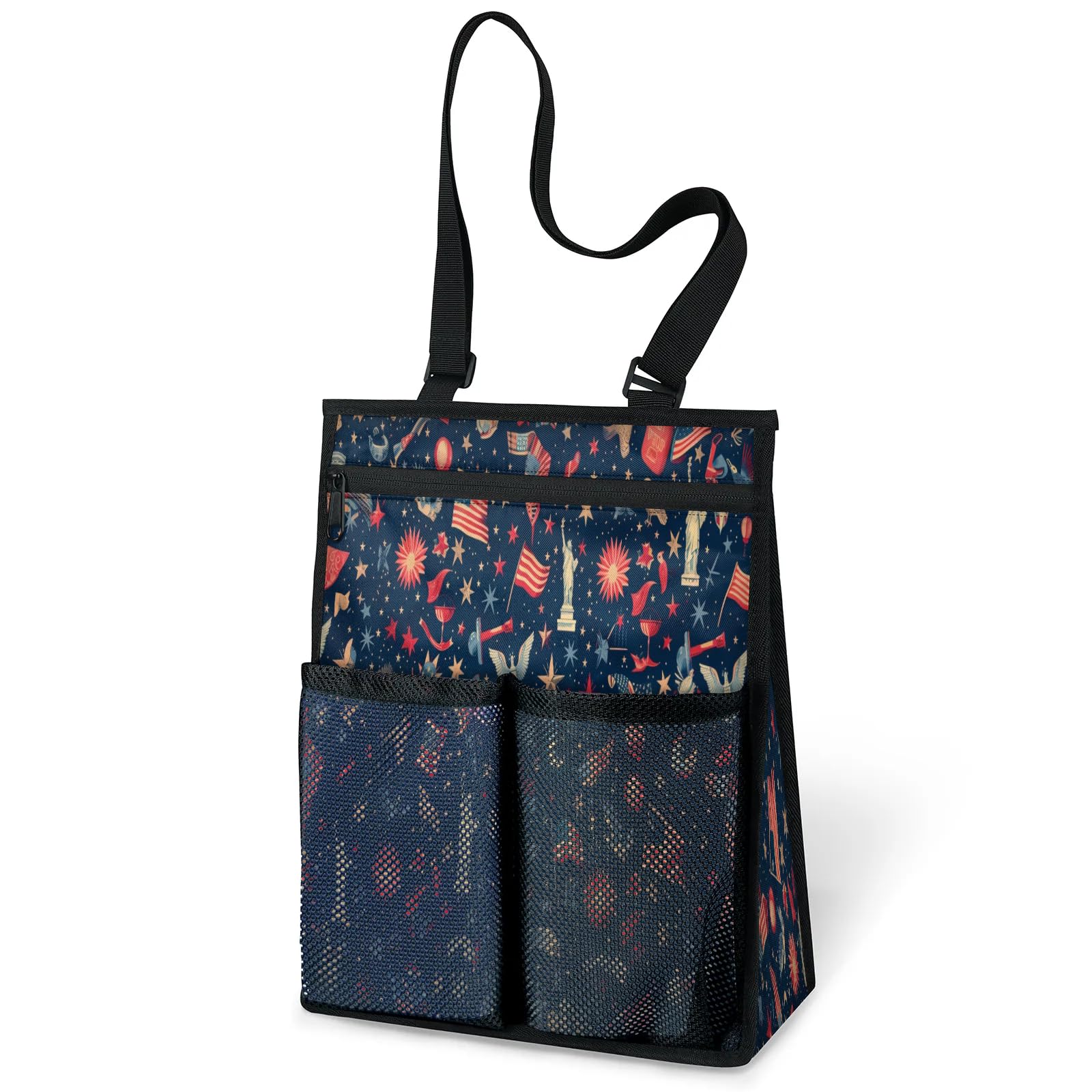 Ourtheme American Memorial Day Portable Shower Bag for Travel Gym Camp Beach Tote Shower Caddy Bags Hanging Toiletry