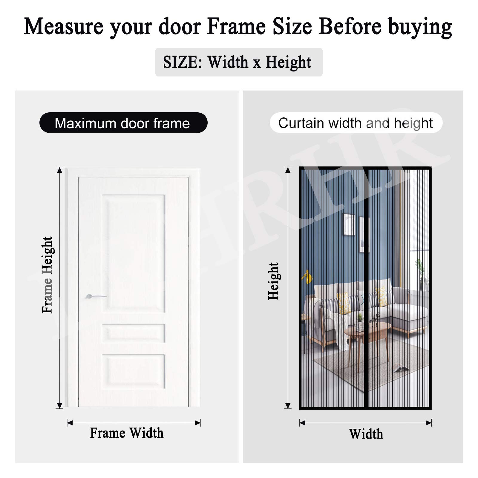 Porte Moustiquaire Magnétique, Rideau Moustiquaire Magnétique, Maille Ultra Fine, Aimants Ultra Seal Fermeture Automatique Rideau Moustiquaire Pour Couloirs 80 200cm