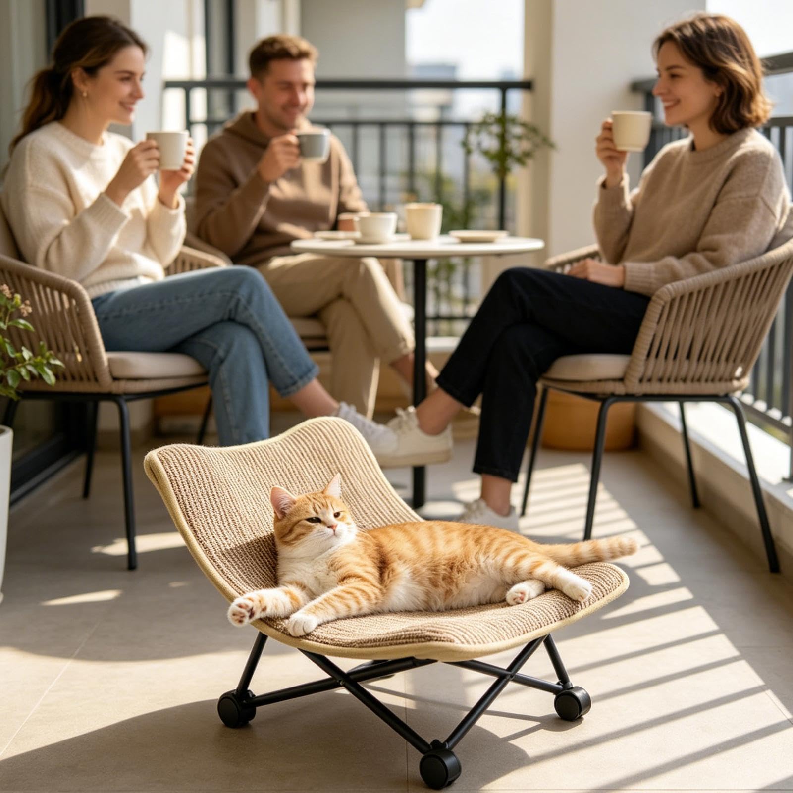 Katzenkratzbett Faltbar - Platzsparender Kratzsessel für Katzen, Robustes Kratzmöbel zum Spielen, Ausruhen und Krallenwetzen | Geeignet für kleine mittlere große Katzen im Innen und Außenbereich