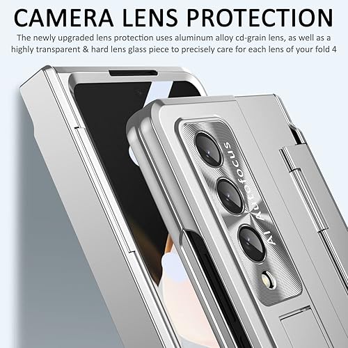Miniatura 4 de Miimall Funda compatible con Samsung Galaxy Z Fold 4, Z Fold 4 con protección mejorada de bisagra, película de lente de cámara, protector de