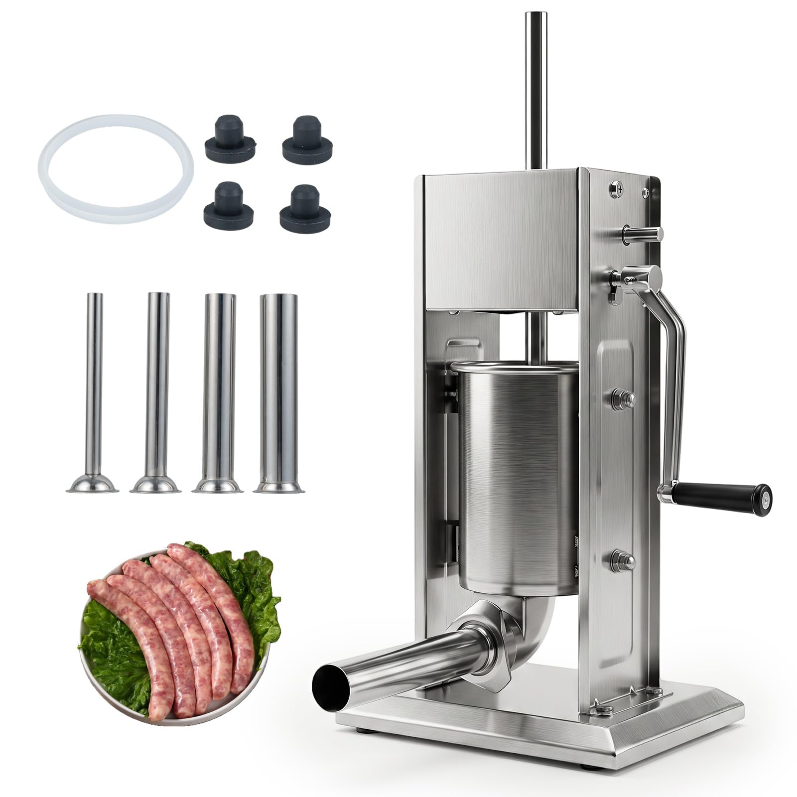 COSTWAY Insaccatrice per Salsiccia Manuale con 4 Tubi di Riempimento, 3 L