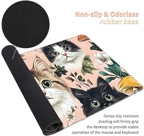 Miniatura 10 de Alfombrilla de mouse extendida grande para videojuegos, 31.5 x 11.8 pulgadas, alfombrilla antideslizante para mouse con bordes cosidos, portavasos