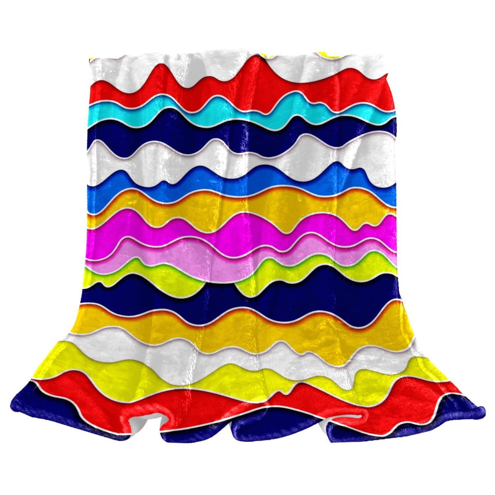 Couverture polaire rayure arc-en-ciel 150x200cm plaid chaud et doux pour lit et canapé salon