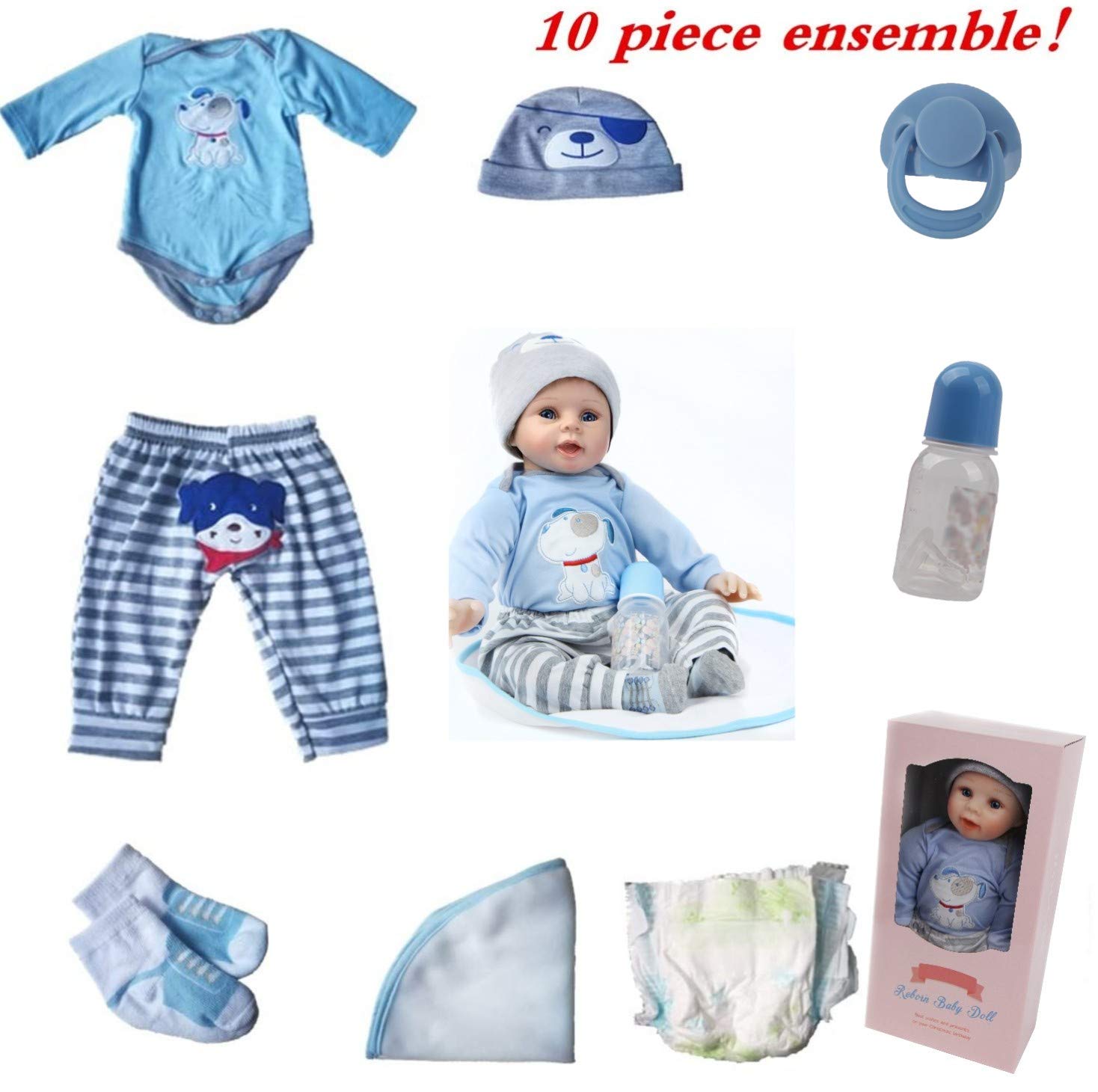 22 Pollici 55cm Bambole Reborn Maschio Silicone Morbido Vinile Vita Reale Realistico Fatto a Mano Giocattoli per Neonati Regali di Natale Reborn Baby Doll
