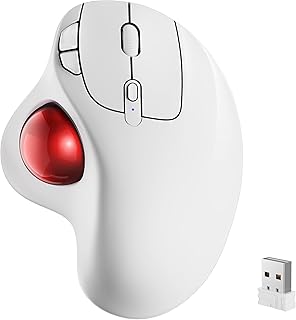 Wireless Trackball Mouse, Rechargeable Ergonomic Mouse, Easy Thumb Control, Precise & Smooth Tracking, 3 Device Connection (Bluetooth or USB), Compatible for PC, Laptop, iPad, Mac, Windows, Android