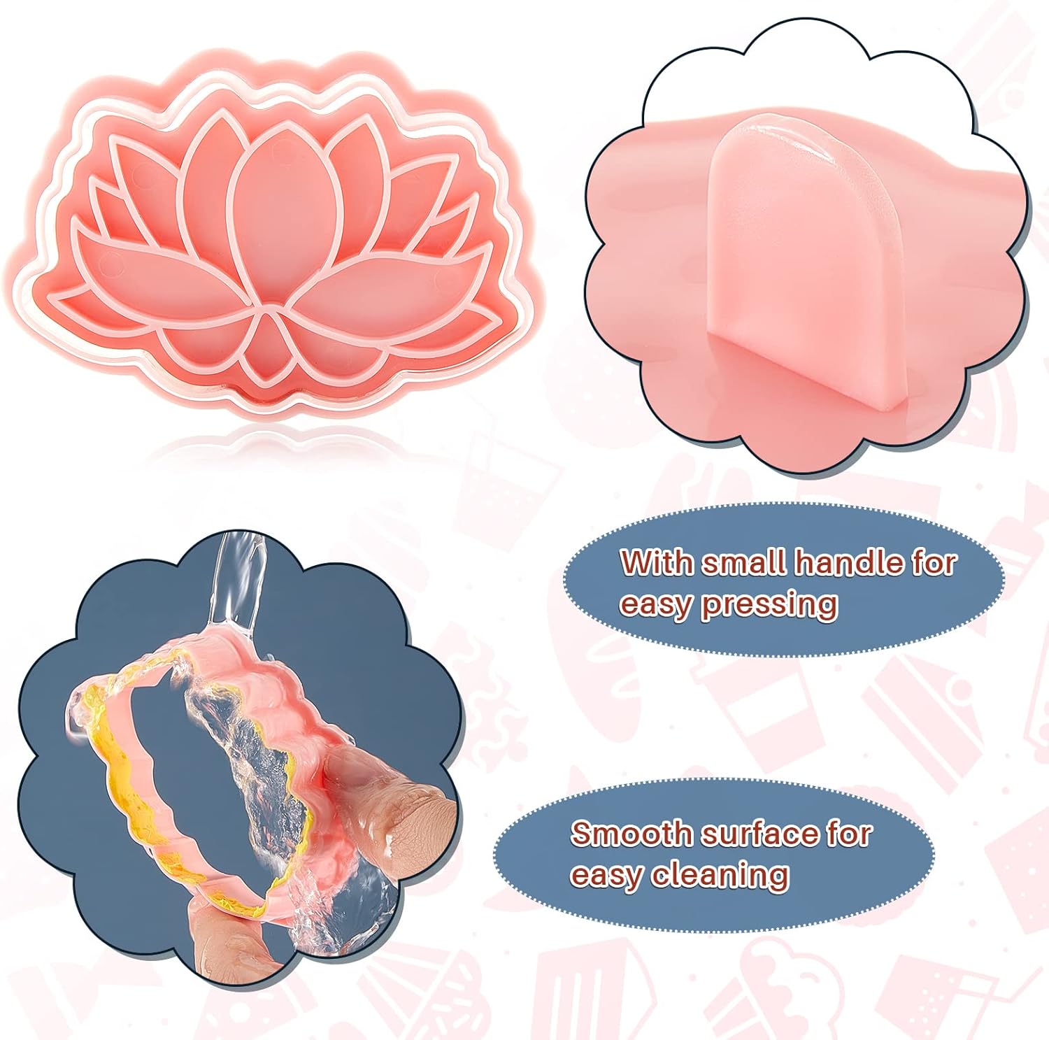 Vesici 8 Pcs Flower Ramadan Cookie Cutters 3D 8 Styles Spring Flower Tulip Rose Daisy Sunflower Variety Shaped Mold Plastic Pink Cookie Cutters for Eid Al-fitr Easter Wedding Bridal Shower Party - Image 4