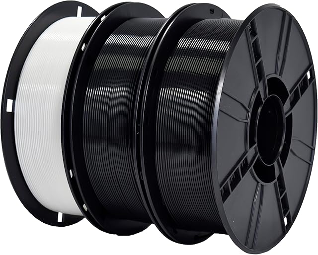 iBOSS PLA + filament 1,75 mm czarny + biały, filament PLA Plus, 3 kg, Reel PLA+ tolerancja dokładności +/- 0,02 mm do drukarek 3D i długopisów 3D