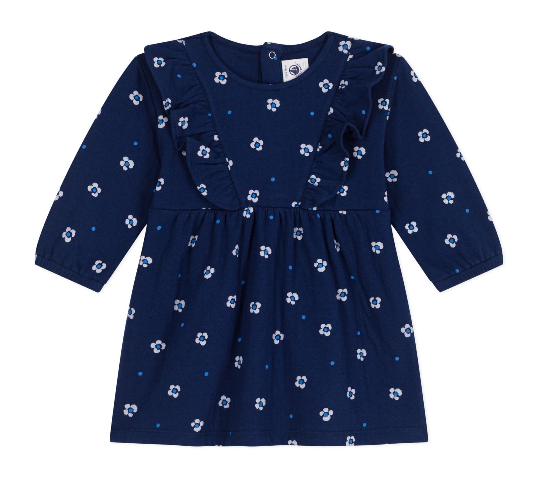 Petit Bateau Baby Girls A0cv0 Long Sleeve Dress, Blue/Multicolor, 24 months