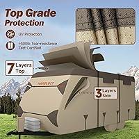 Vista 2 de Funda para remolque de viaje, extra gruesa mejorada de 7 capas superiores, resistente al viento, cubierta anti-UV, cubierta de transporte